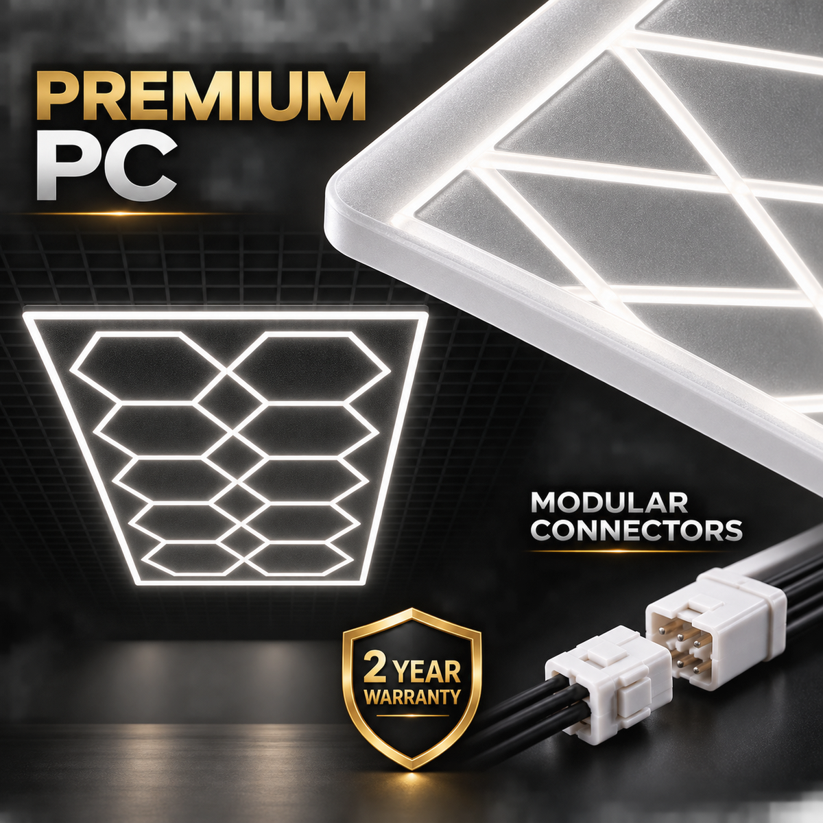 Double Hexagon LED Ceiling Light — White