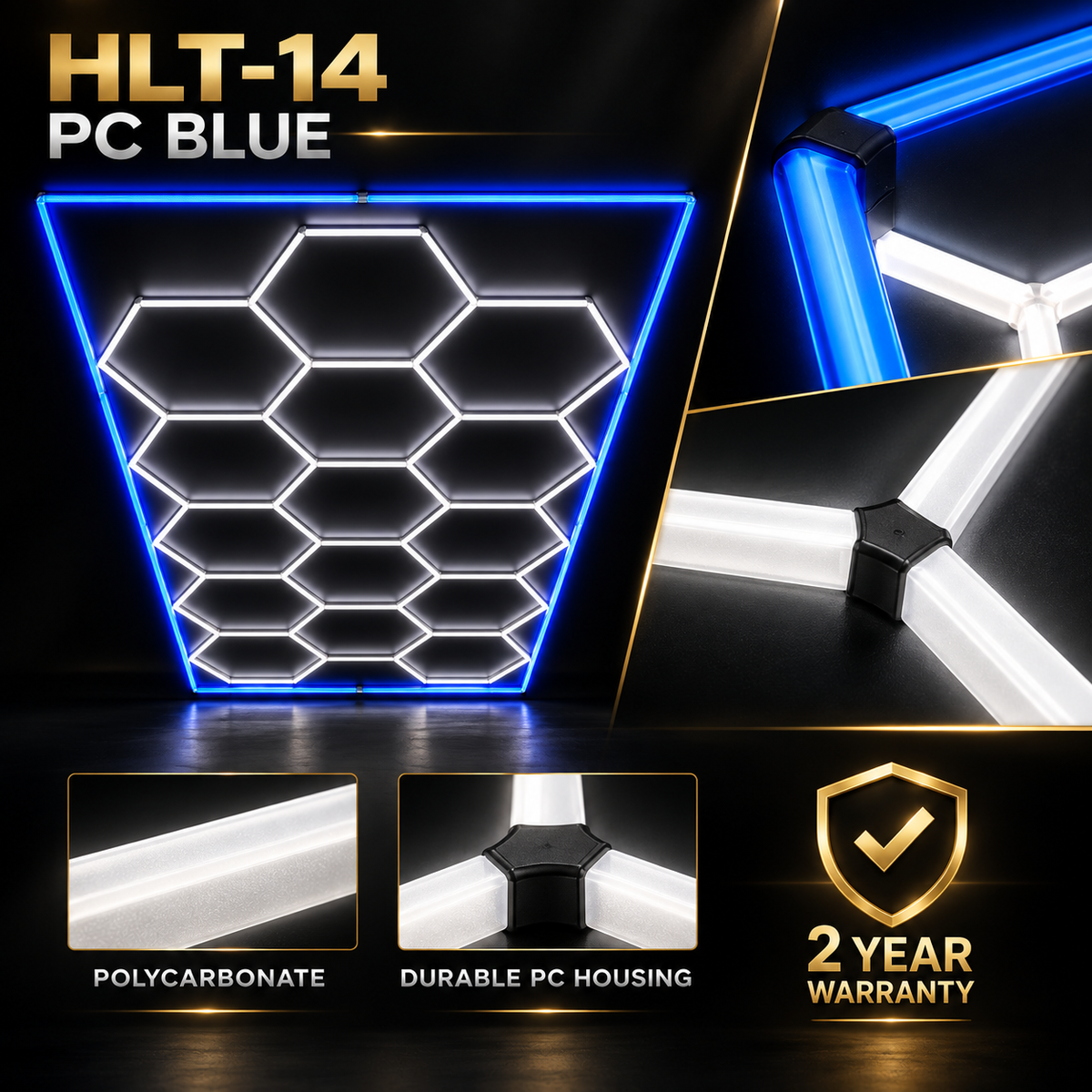 Hexagon LED Ceiling Light — Blue