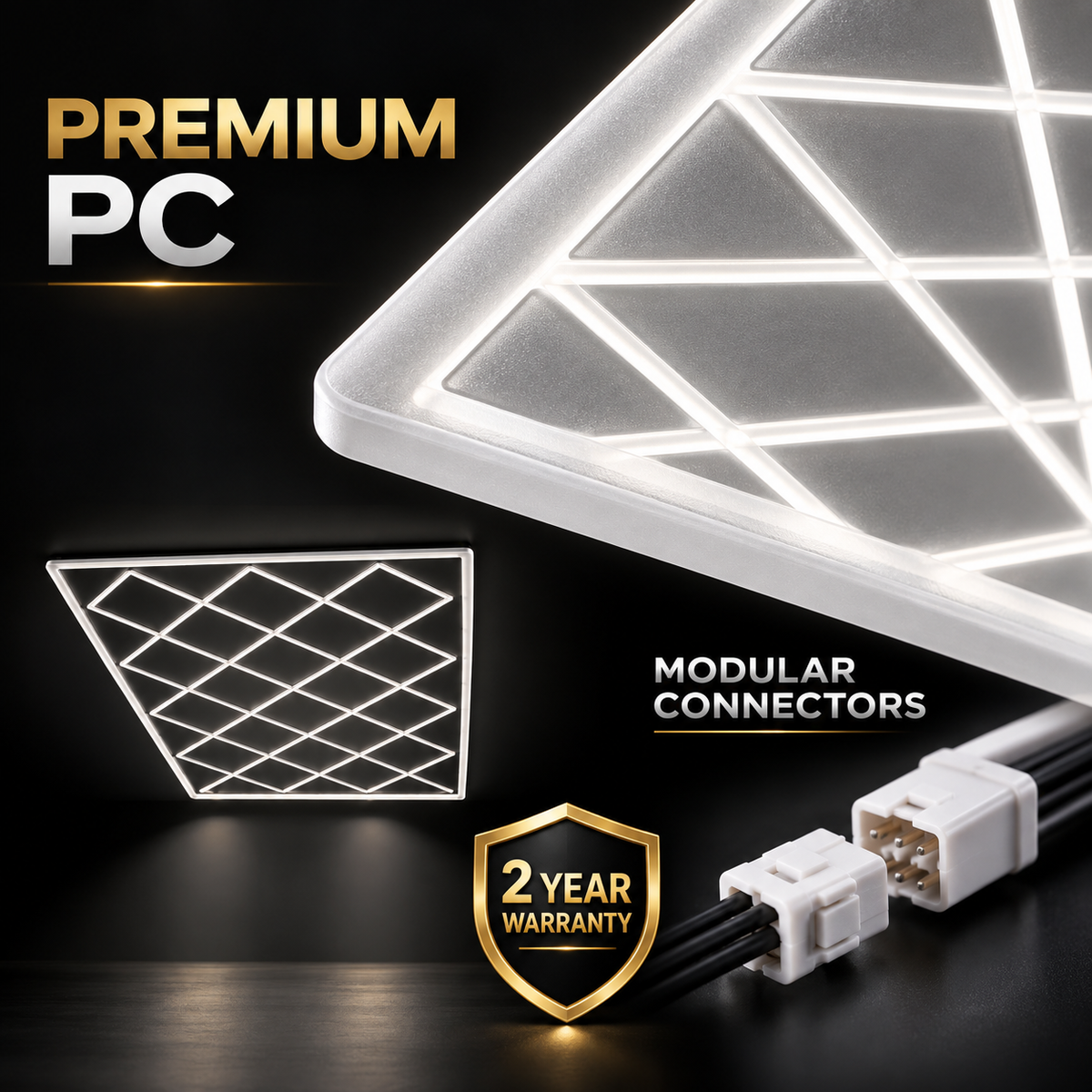 Diamond Grid LED Ceiling Light — White