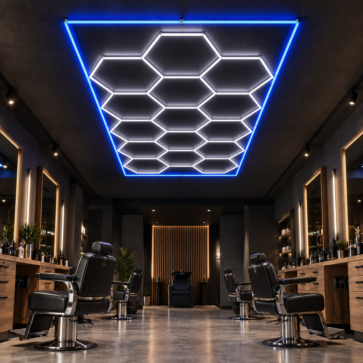 Hexagon LED Ceiling Light — Blue