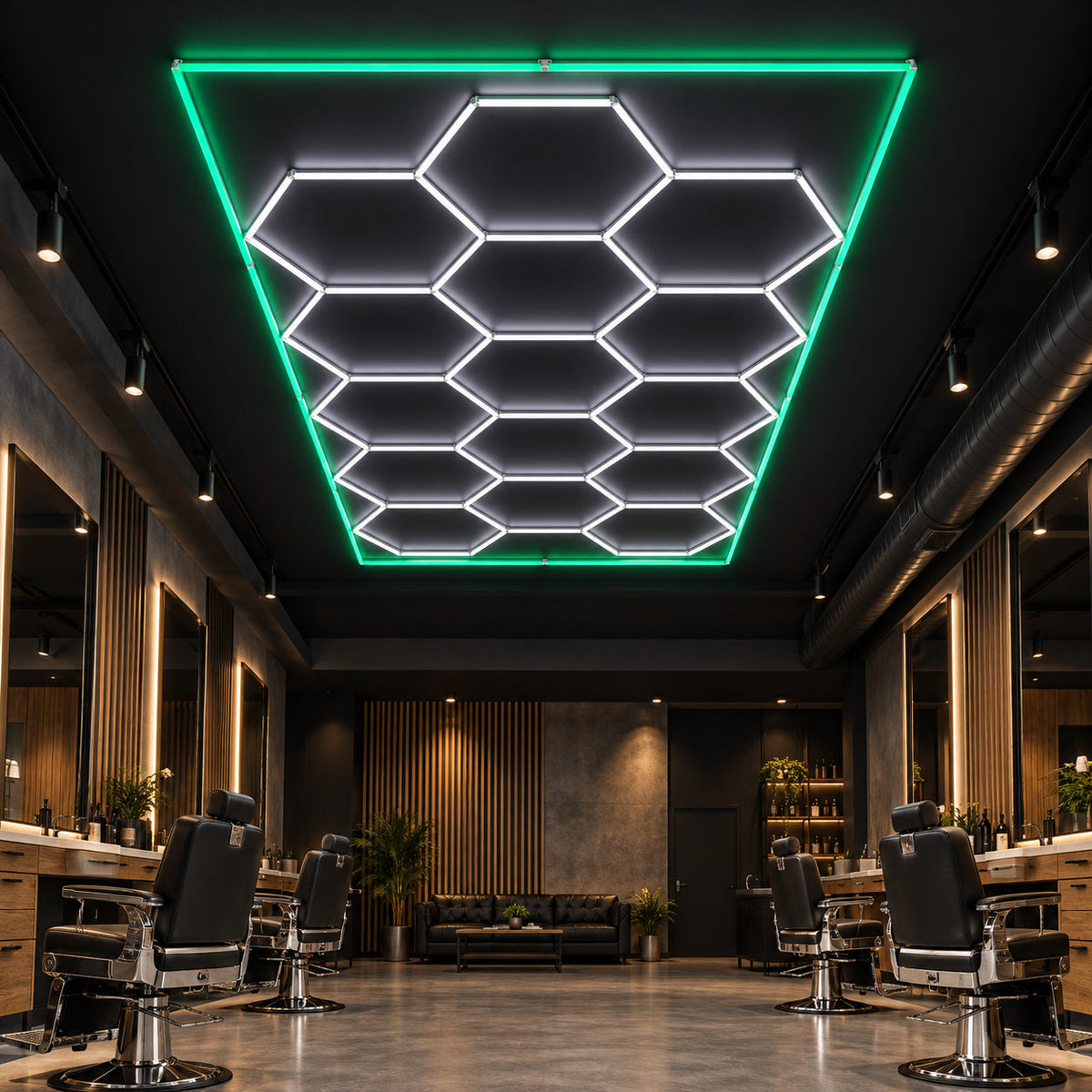 Hexagon LED Ceiling Light — Green