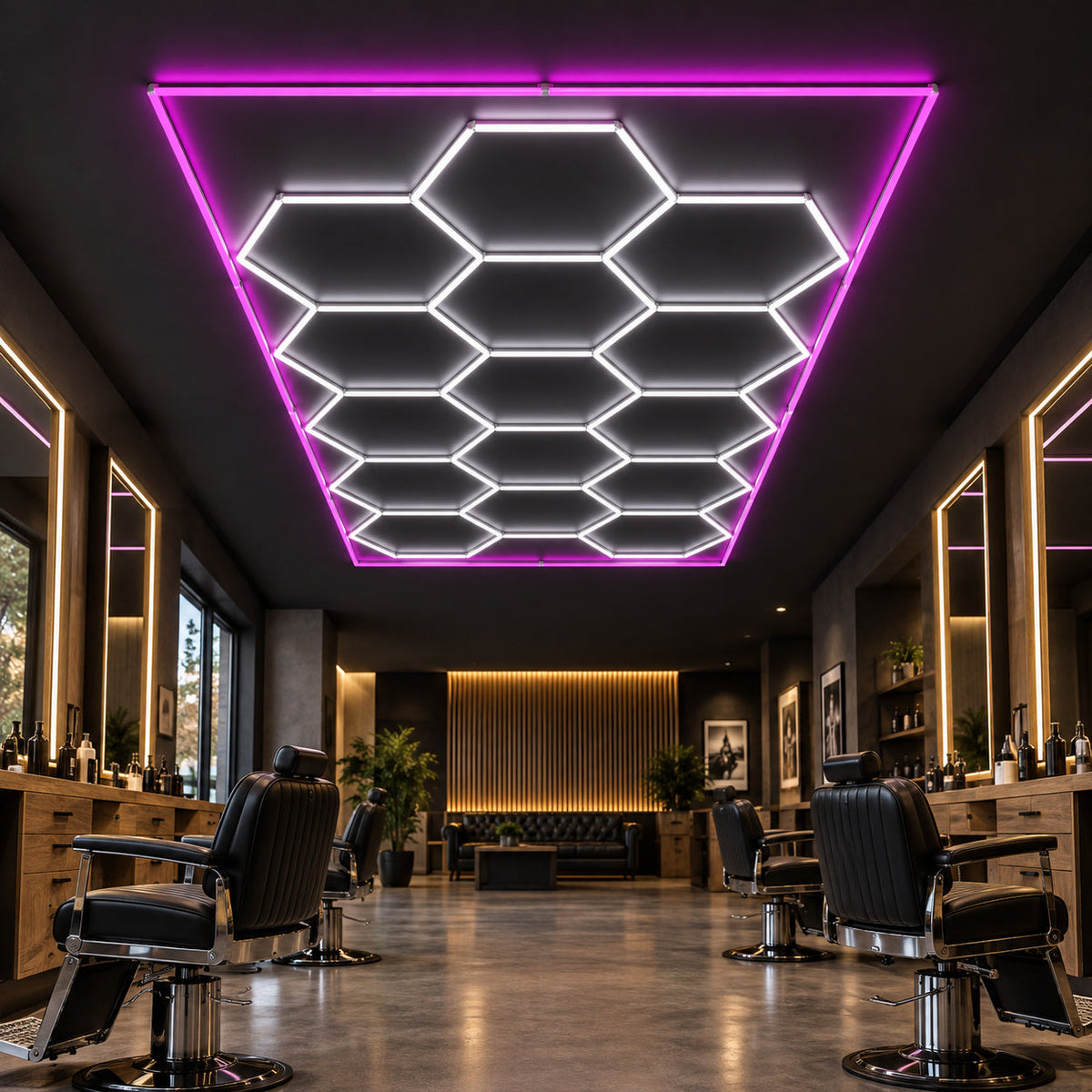 Hexagon LED Ceiling Light — Pink