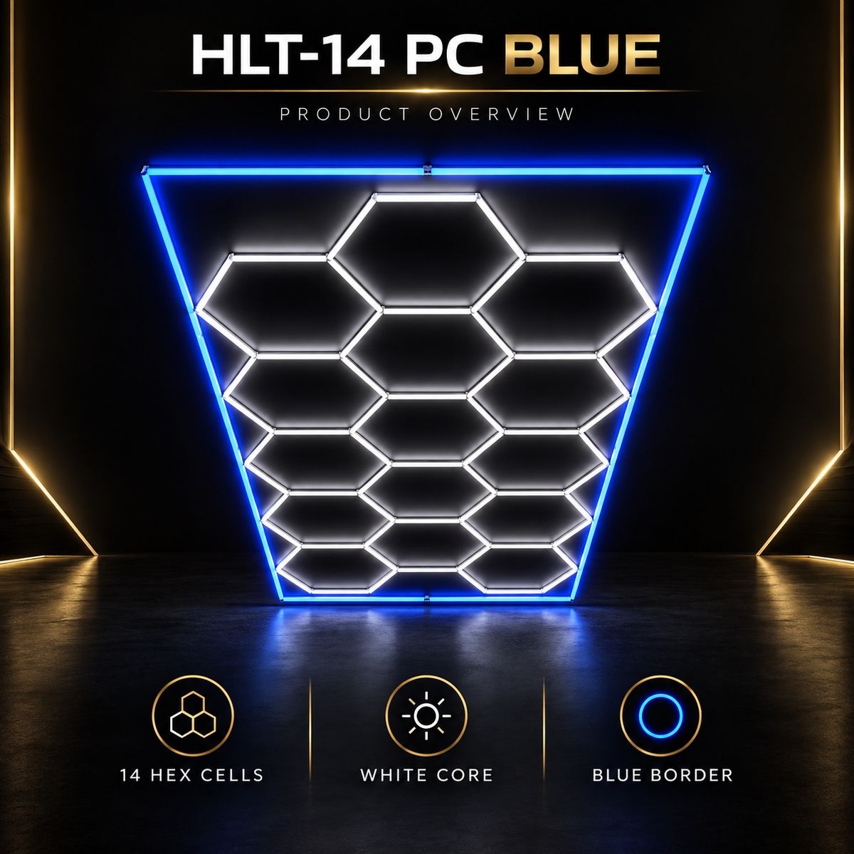 Hexagon LED Ceiling Light — Blue