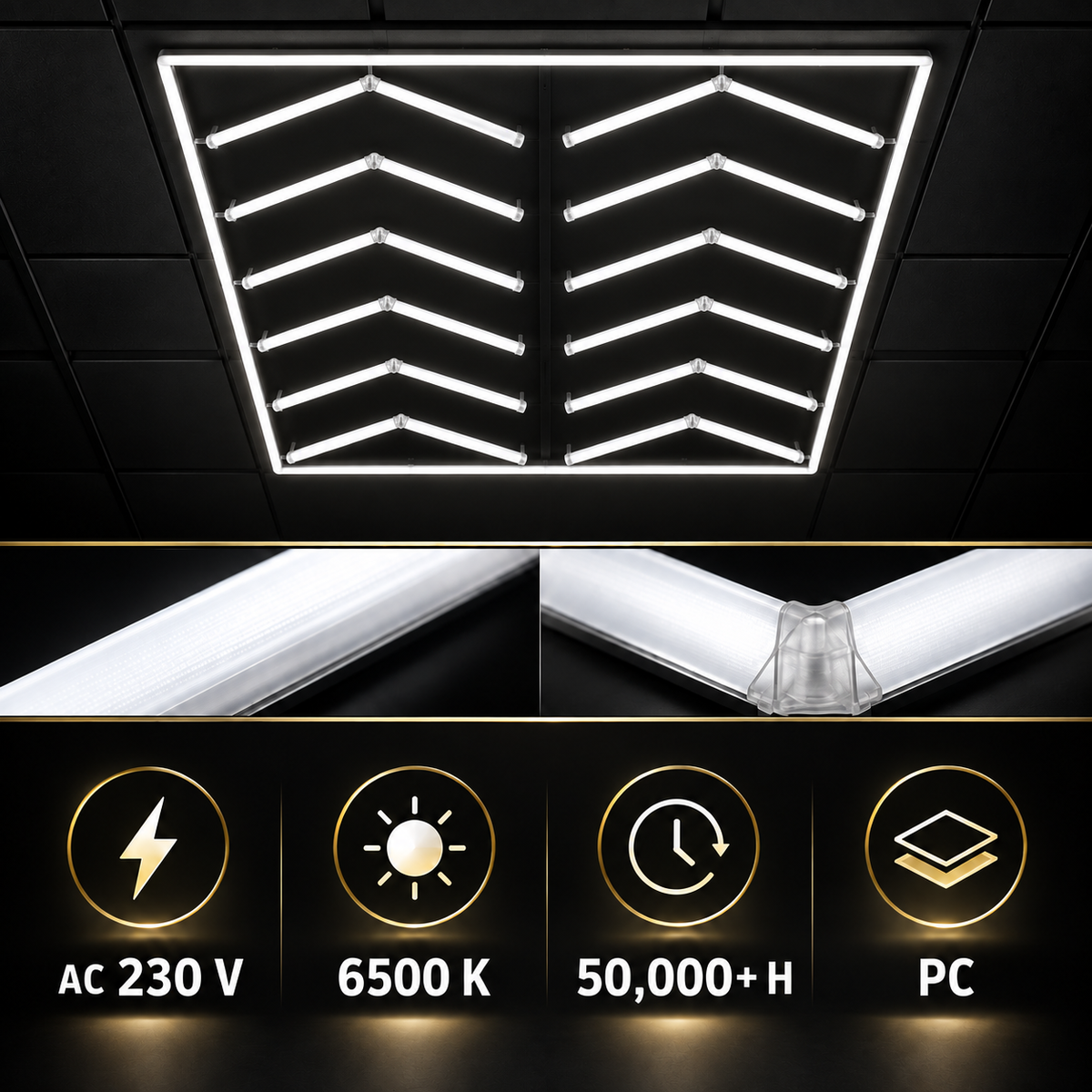 Double Arrow LED Ceiling Light — White