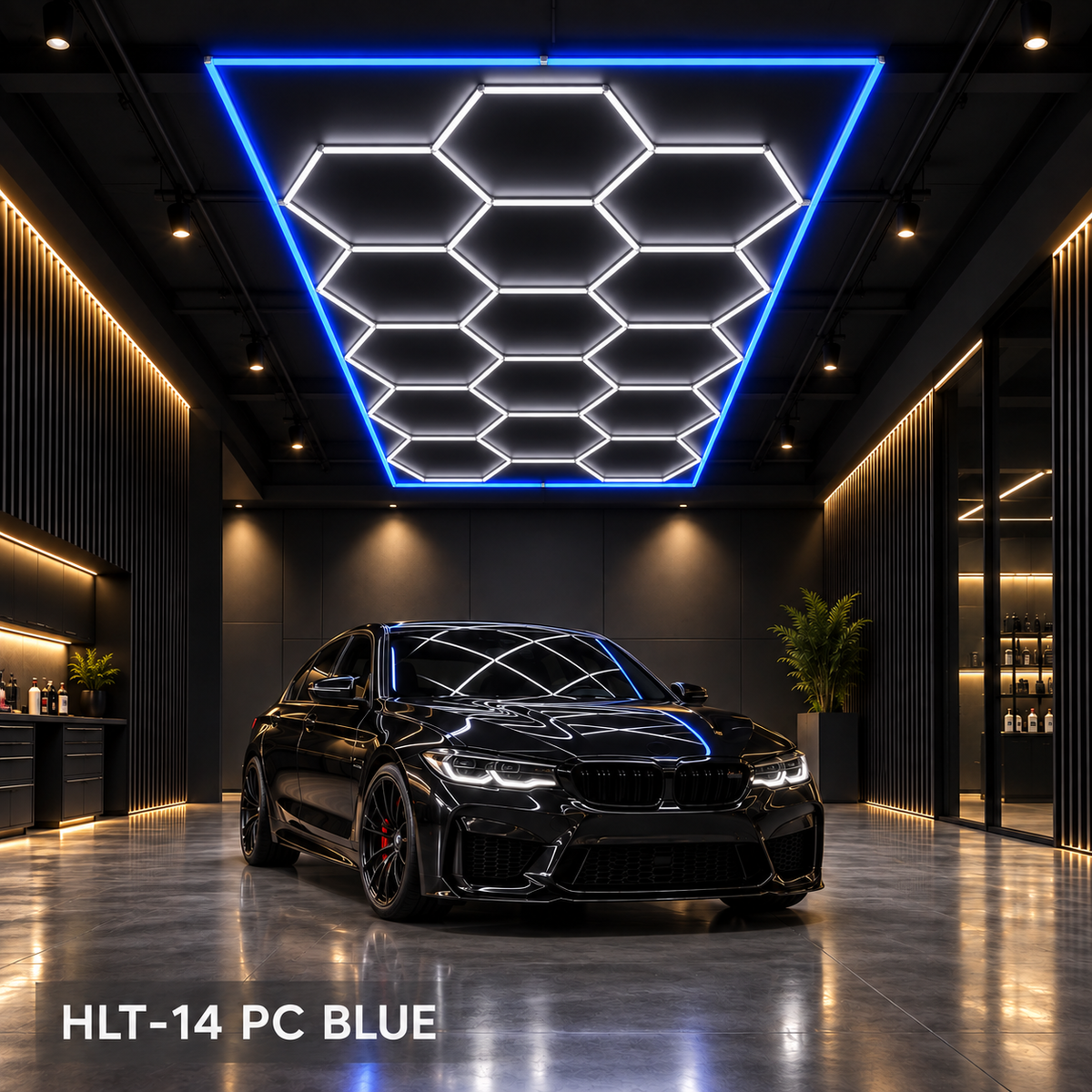 Hexagon LED Ceiling Light — Blue