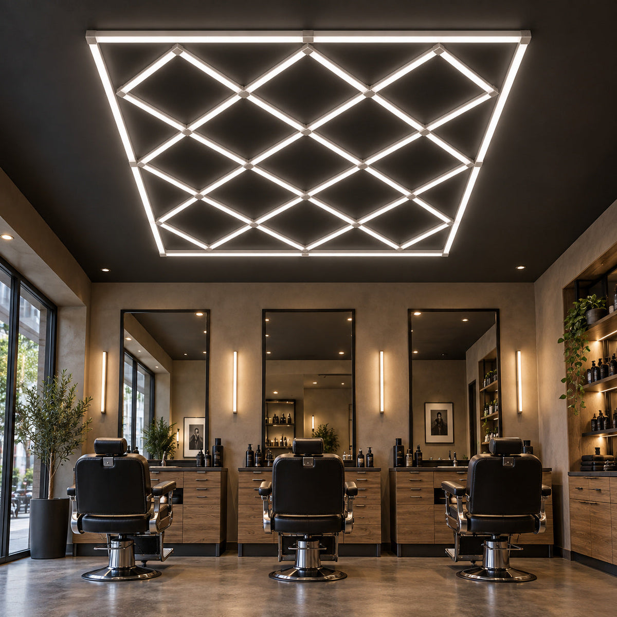 Diamond Grid LED Ceiling Light — White