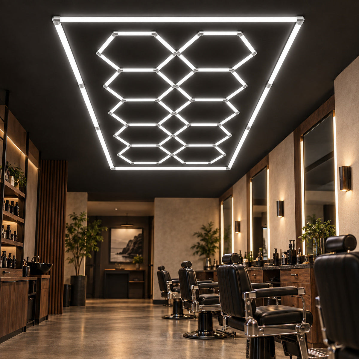 Double Hexagon LED Ceiling Light — White